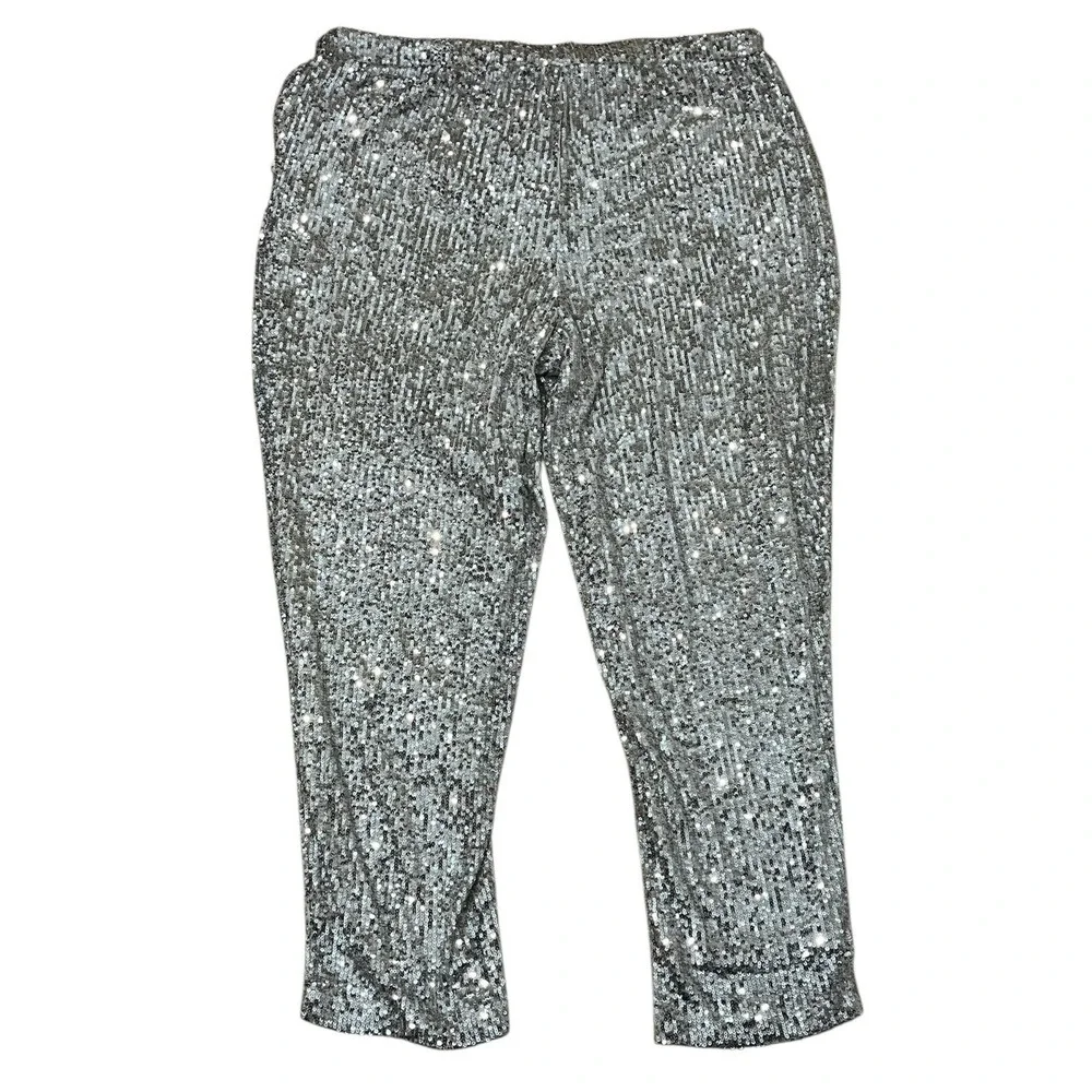 NWT Cable & Gauge‎ Silver/Gold Sequined Lined Party Pants XL.